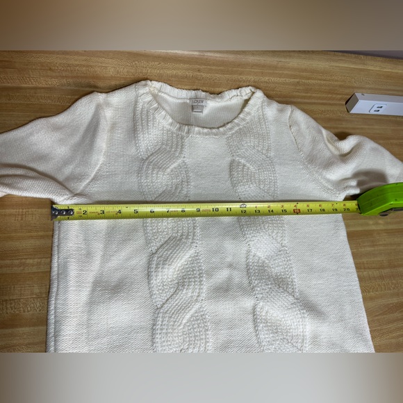 J. Crew Cotton blend Ivory crew neck Cable knit pullover sweater women’s size L - Picture 11 of 15